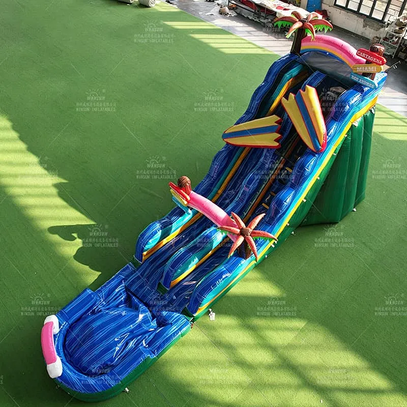 Commercial Tropical Inflatable Water Slide with Splash Pool